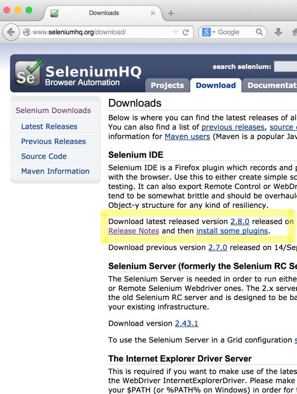 SeleniumHQ Downloads